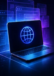 Laptop representing an isolated cloud browser
